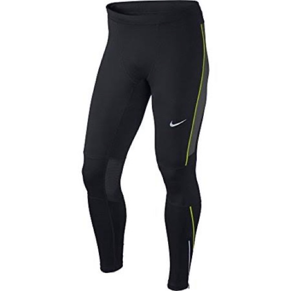 Nike Other - Nike essential tech dri fit running tight reflective men large black mesh green